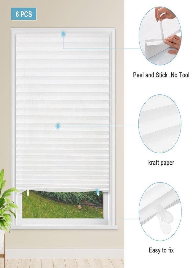 MYshade 6 Pack Temporary Light Filtering Paper Shades for Windows,Paper Pleated Blinds with Adhesive,No Tools No Drilling Free Cut Size Temporary Room Darkening Shades(White, 36" W x 72" H) - Image 5
